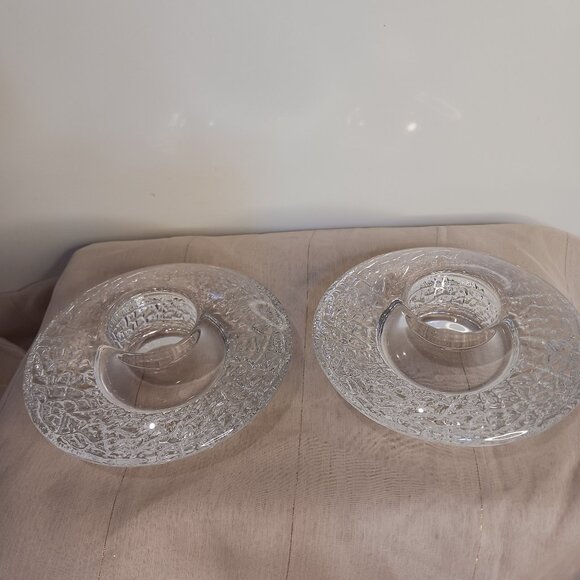 Orrefors Crystal Disc Candle Holders - Picture 1 of 11